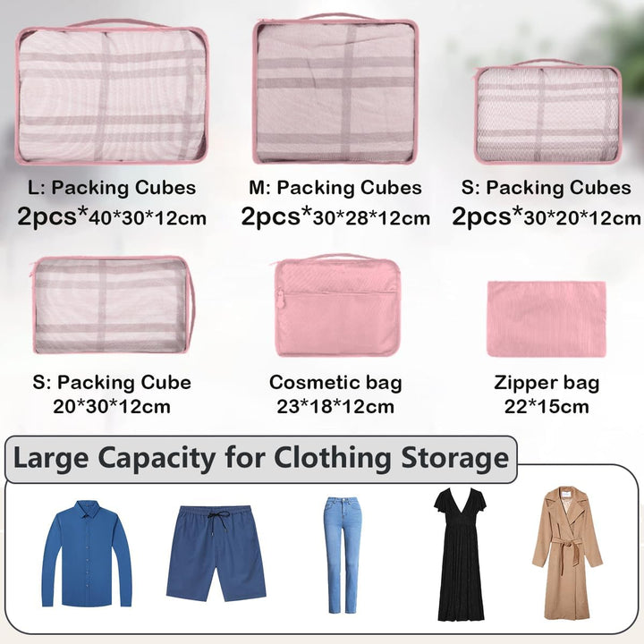 Grosse Koffer Organizer Set 12-teilig, Wasserdichte Packwürfel, Travel Organizer zum Gepäckpacken, F