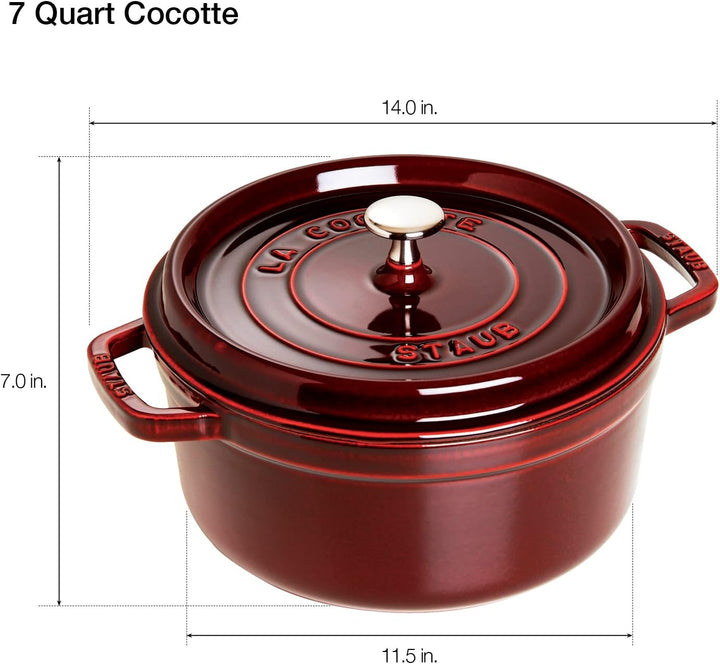 STAUB Cocotte, Gusseisen Bräter mit Deckel, 28 cm, 6,7 L, Rund, Alle Herdarten inkl Induktion, Made