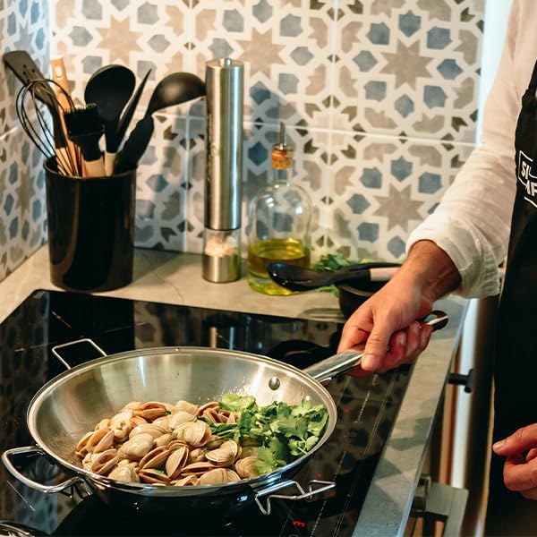 Silampos 3in1 Multifunktionaler Edelstahl-Wok Cataplana - 18/10 Edelstahl, Made in Portugal