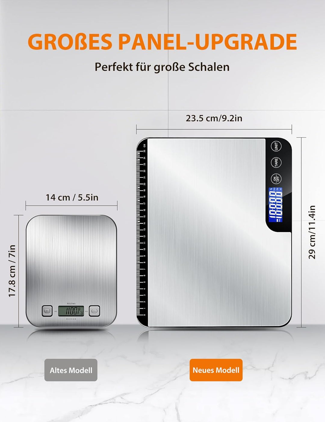 Küchenwaage Digital 20KG,Grosser Wiegefläche Digitalwaage mit Lineal,Professionelle Electronische Wa