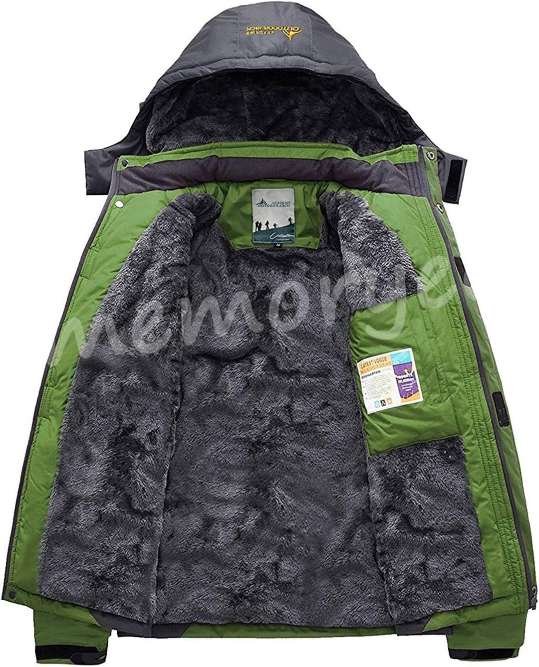 Memoryee Herren Ski Jacke Warmer Gefüttert Winter Fleece Mantel Wasserdichter mit Abnehmbarer Kapuze