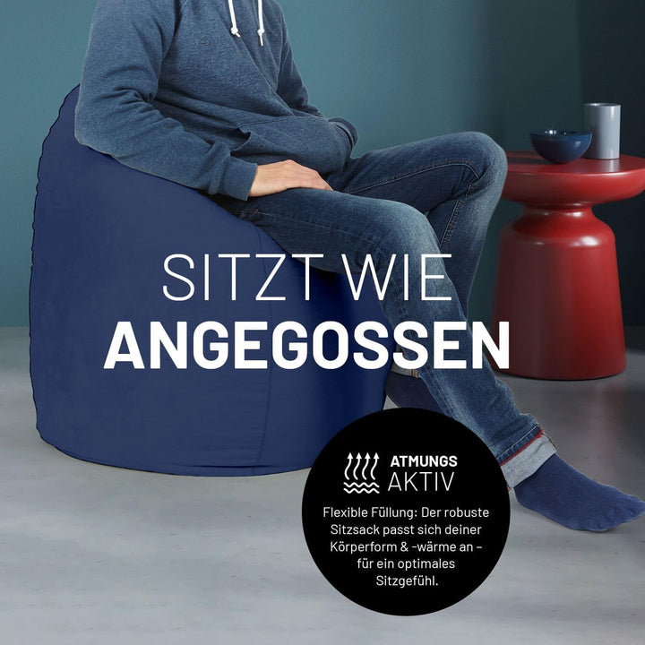Lumaland Sitzsack Luxury 60x45cm | Microvelours Beanbag mit extra weichem & robustem Stoff | Für Erw