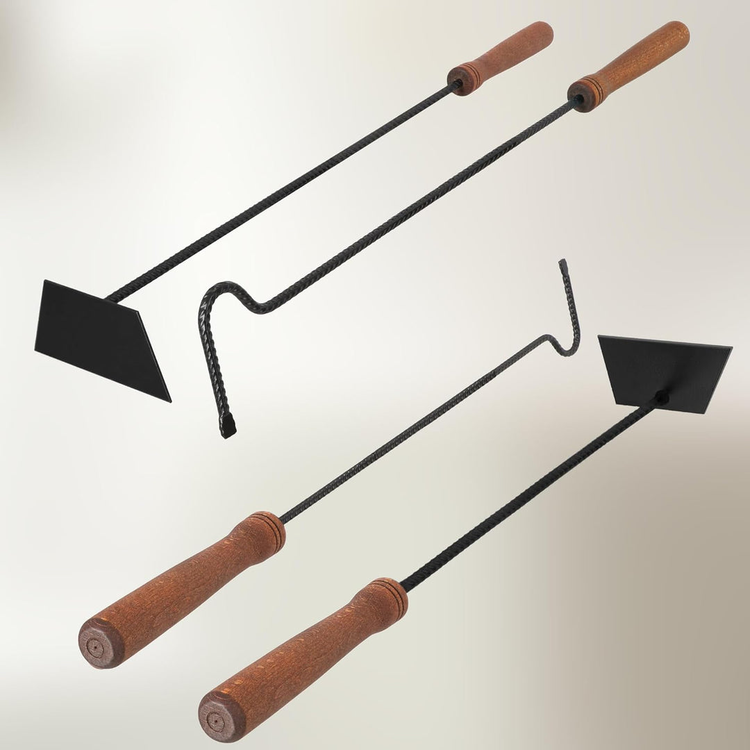KOTARBAU® Kaminbesteck 2-teilig - Schürhaken & Ascheschieber - Kaminofen Holzofen - Besteck Set Schw