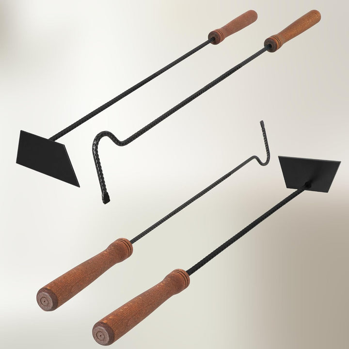 KOTARBAU® Kaminbesteck 2-teilig - Schürhaken & Ascheschieber - Kaminofen Holzofen - Besteck Set Schw