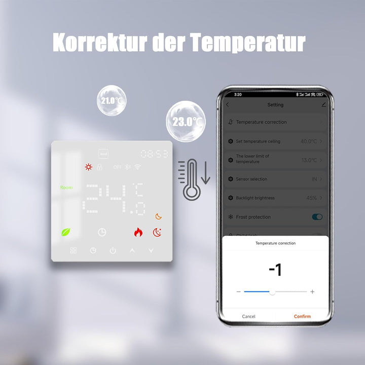 WiFi Thermostat Fussbodenheizung für Wasser,Programmierbar Raumthermostat Fussbodenheizung, Kompatib