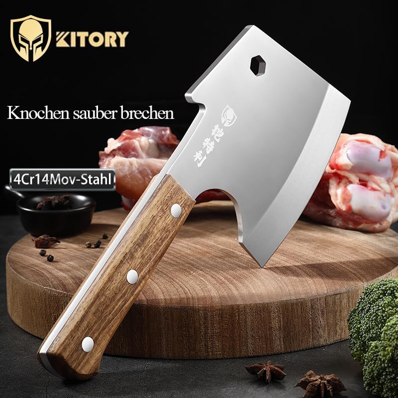 Kitory Hackmesser 15 cm Klinge, Küchenbeil für gefrorenes Fleisch und grosse Knochen, Extrem Scharf