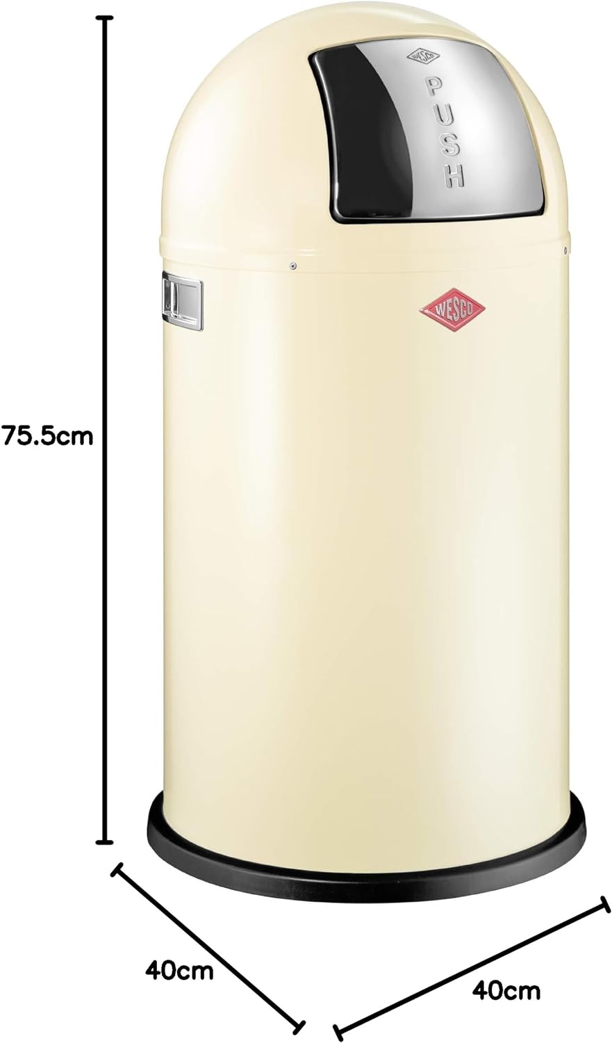 Wesco 175 831 Pushboy Abfallsammler 50 Liter Mandel 40 x 40 x 75.5cm (L/B/H),, Mandel