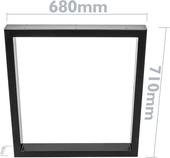 PrimeMatik - Tischbeine rechteckig aus Stahl 680 x 80 x 710 mm 2-Pack, Bass 680 x 80 mm
