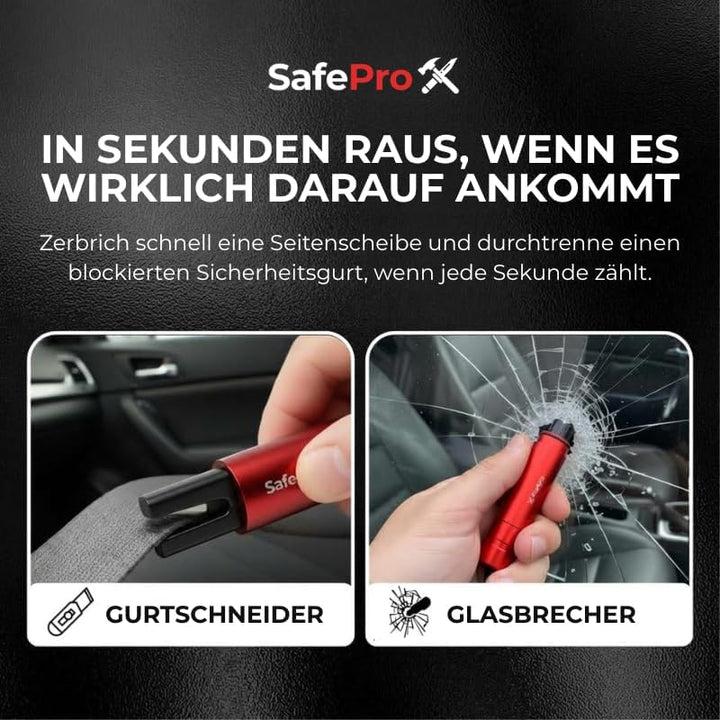 Notfallhammer Auto mit Gurtschneider - Lebensrettender Kompakt Federkörner Glasbrecher - Sicherheit