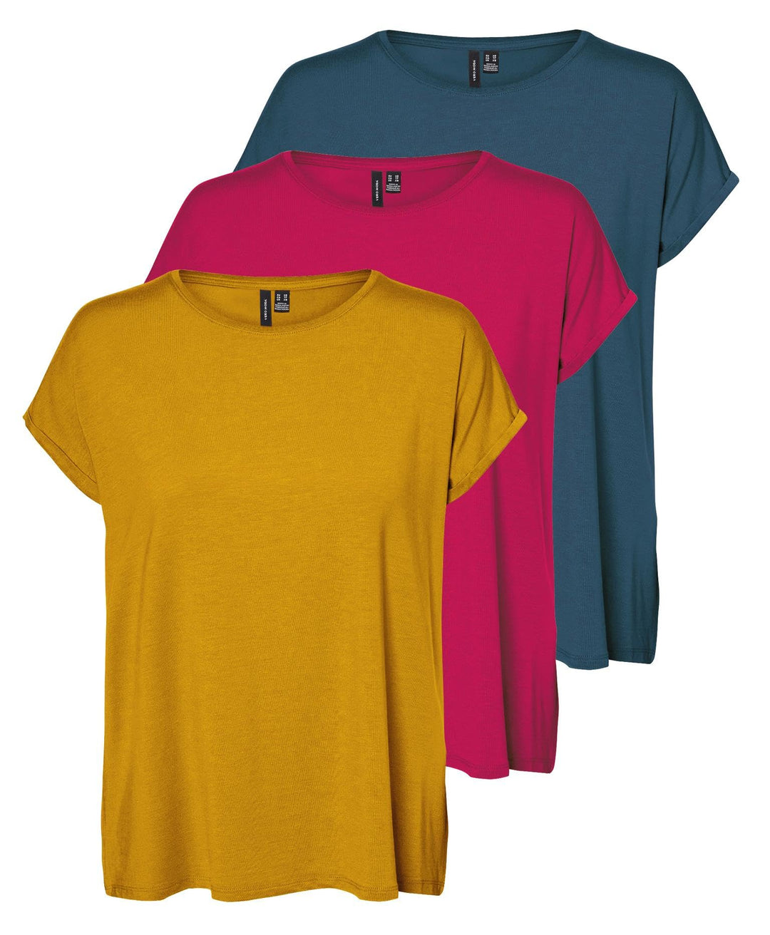 VERO MODA Damen Vmbianca Sl Tank Top Noos T-Shirt XS 3er Pack (Golden Yellow, Bright Rose, Moroccan