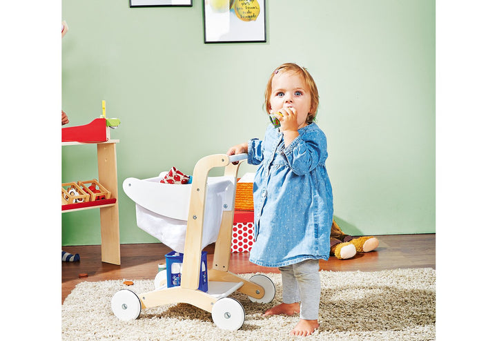 Pinolino Einkaufswagen Erna, aus Holz, Höhe des Schiebegriffs 50 cm, für Kinder ab 3 Jahren geeignet