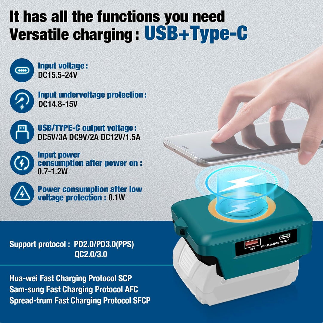 Handy Wireless Ladegeräte für Bosch Professional 18V System Batterie GBA 18V Batterien, 15W Handy La
