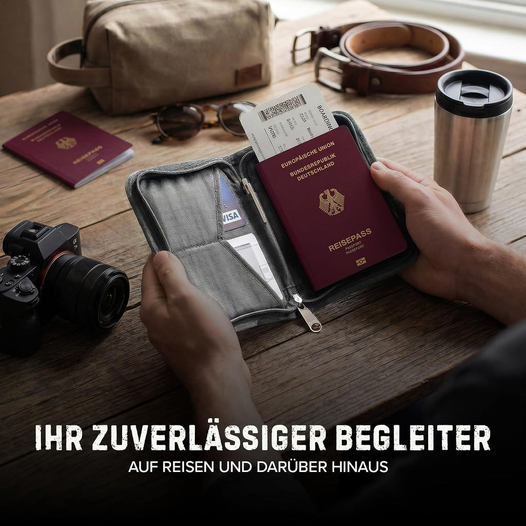 Zero Grid Reisepasshülle – Reisedokumenten-Halter mit RFID-Blockierung Shadow, Shadow
