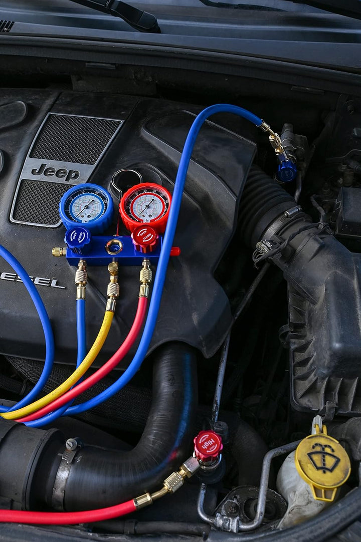 Freon-Diagnoseverteiler-Set, passend für R134A, R410a, R32, R1234yf mit Kupplungen, für die Wartung