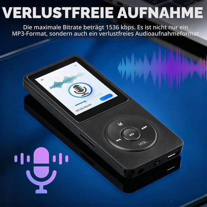32GB MP3 Player Bluetooth 5.3 mit 1.8" TFT Farbbildschirm HiFi Musik Kinder MP3-Player mit Lautsprec