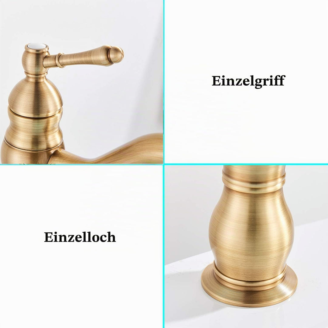 Rozin Retro Waschtischarmatur Einhebelmischer Wasserfallauslauf Kurze Ausführung aus Messing Kurzer