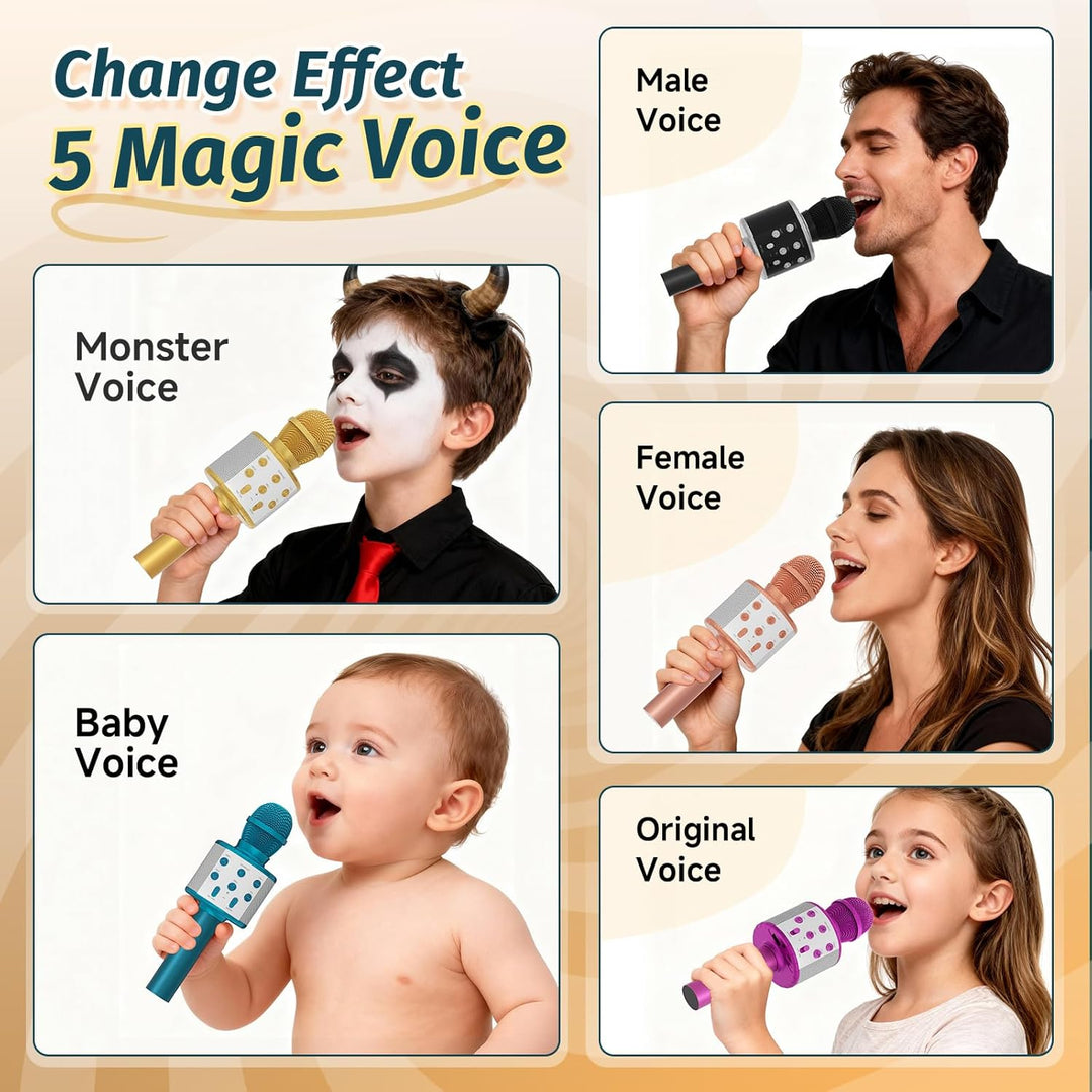 Fede Karaoke Mikrofon, Drahtloses Bluetooth Mikrofon für Kinder, Lustige Geschenke Spielzeug für Tee