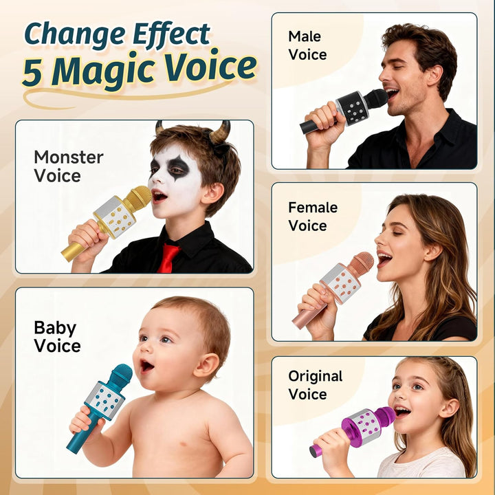 Fede Karaoke Mikrofon, Drahtloses Bluetooth Mikrofon für Kinder, Lustige Geschenke Spielzeug für Tee
