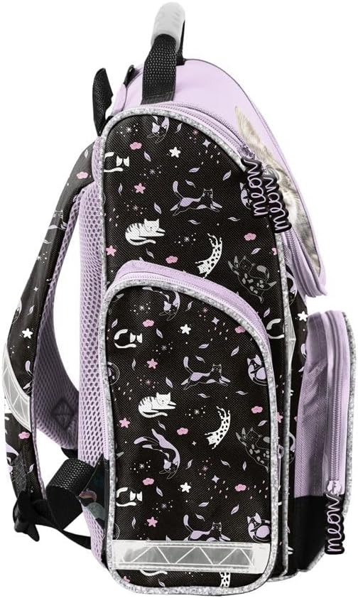 Familando - Schulranzen Set - 8-teilig mit Federmappe - Sweet Kitty Katze - Ergonomisch, stabil & mi