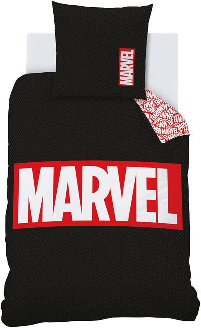 CTI Marvel Home Identity Bettwäsche, 3 Stück, Bedruckt, 100 % Baumwolle, 140 x 200 cm, Schwarz / Rot