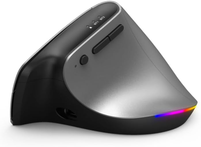 Hama ergonomische Maus „EMW-700“, 2,4 GHz + 2x BT 4.2 (Vertikalmaus kabellos für drei Geräte, Hochka