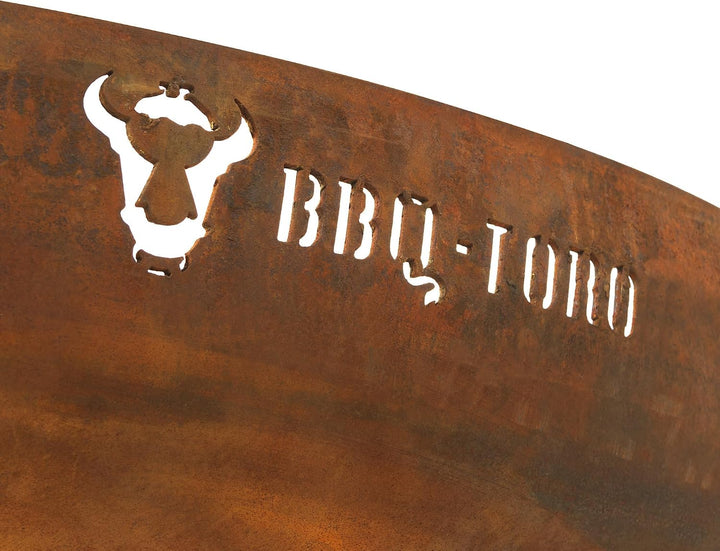 BBQ-Toro Feuerschale Ø 80 cm | Rostoptik | Outdoor Feuerstelle mit DREI Standbeinen und Zwei Griffen