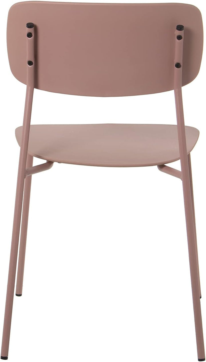 DRW Set aus 4 Stühlen aus Polypropylen und Metall in Rosa 43 x 48 x 78 cm, Höhe der Sitzfläche 44 cm
