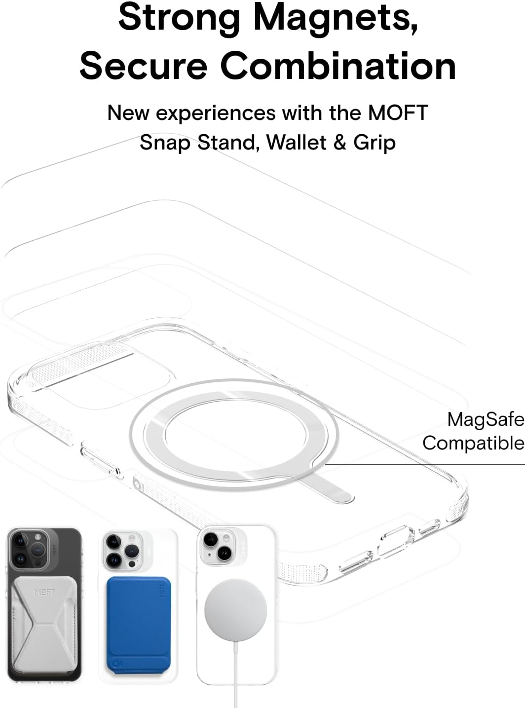 MOFT Magnetisch Hülle für iPhone 15 mit MagSafe, Kompatibel mit MagSafe Wireless Zubehör, Vergilbung