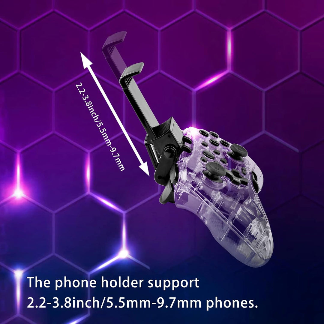 Megadream Wireless Controller für iPhone, MFi RGB Transparent Mobile Game Gamepad Joystick mit Turbo