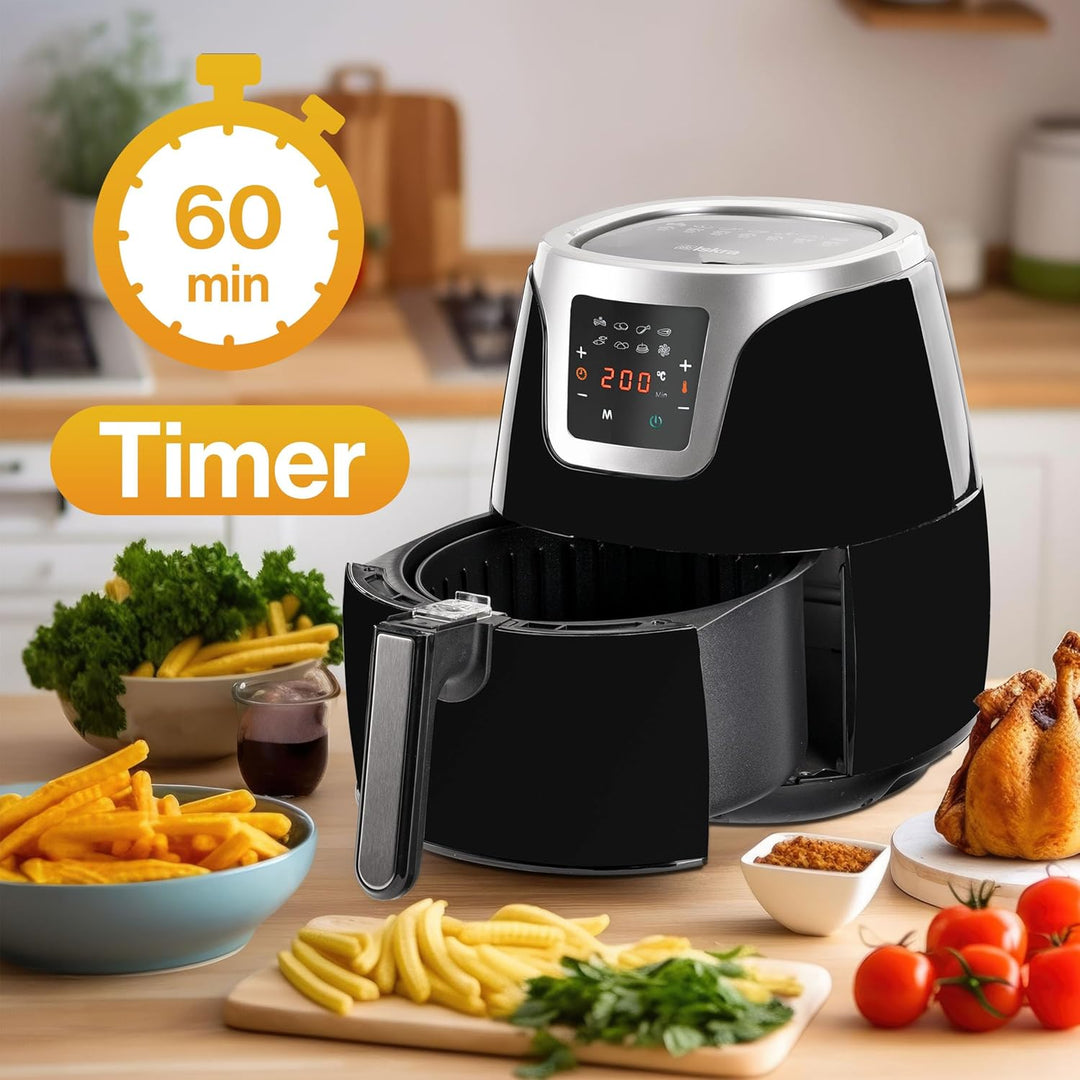 Iskra Heissluftfritteuse klein | 3.2L Airfryer | Touchscreen mit 8 Programmen | Gesunde Fritteuse oh