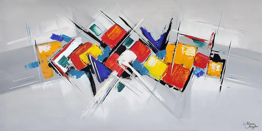 Monica Mirafiori I 100% HANDGEMALT I Gemälde Würfel 100x50cm | Gemälde Handgemalt | Acrylgemälde | S