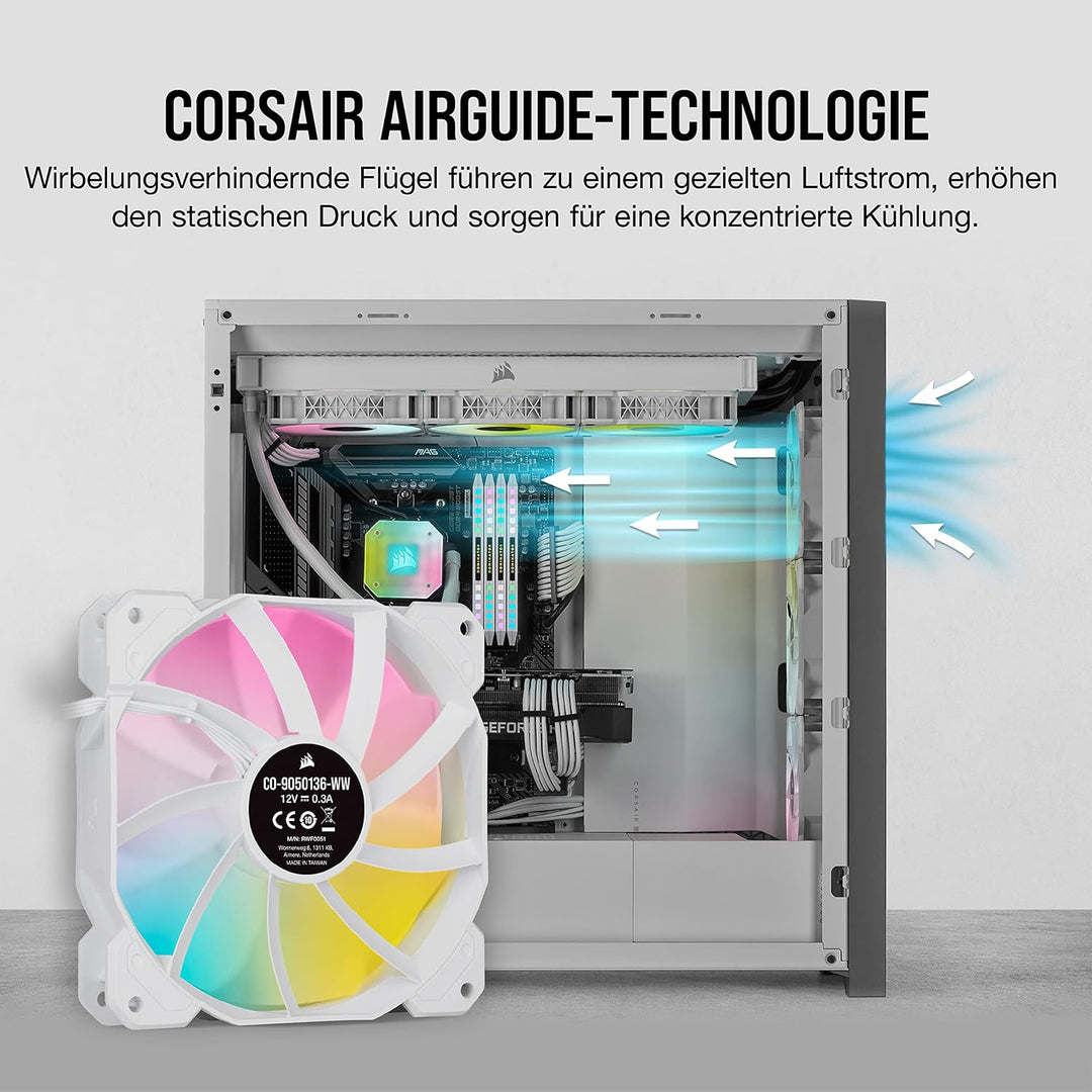 Corsair iCUE SP120 RGB ELITE Performance 120mm-PWM-Lüfter 3er-Pack mit iCUE Lighting Node CORE (CORS