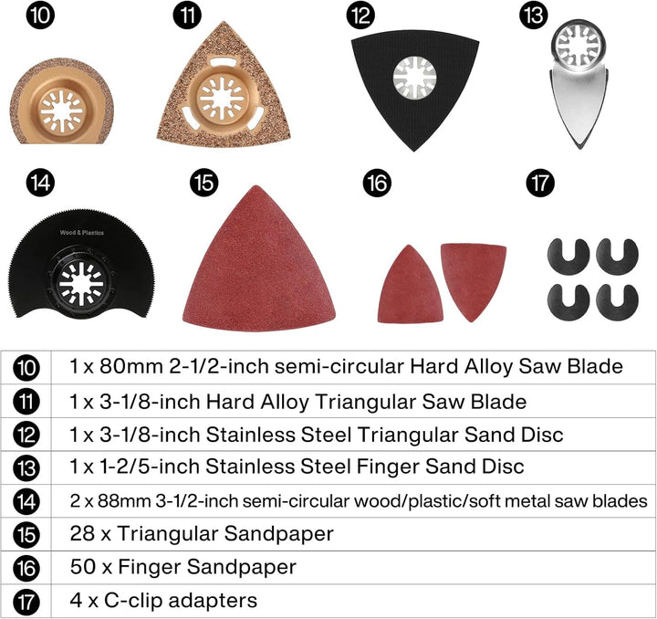 Sägeblätter Kit, 110tlg Multitool Zubehör Set,Oszillierendes Zubehör Set,Oszillierendes Multitool Sä