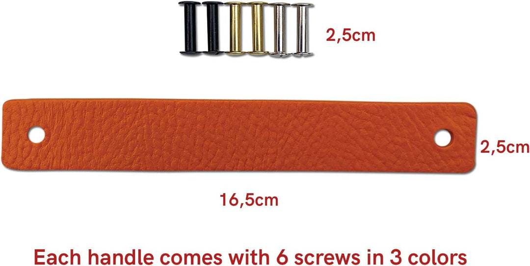 Brute Strength - Ledergriffe für Möbel - Orange - 6 Stück - 16,5 x 2,5 cm - Schrankgriff, Türgriff f