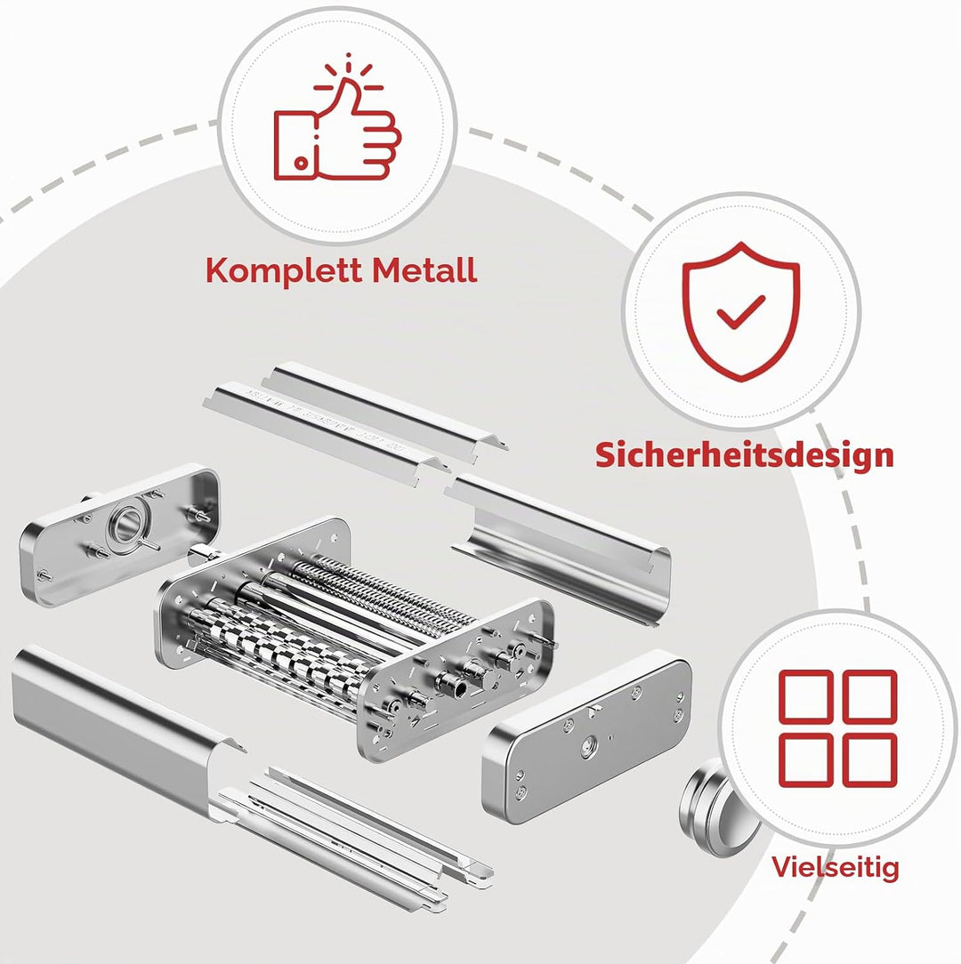 Gvode 3-in-1 Edelstahl Nudelaufsatz für KitchenAid Standmixer & Artisan, Pasta Zubehör für KitchenAi