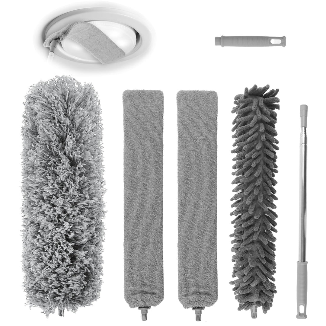 Staubwedel Teleskop, 6er Set Staubwischer Lang Ausziehbar Bis 250cm, Staubbesen Mikrofaser Waschbar