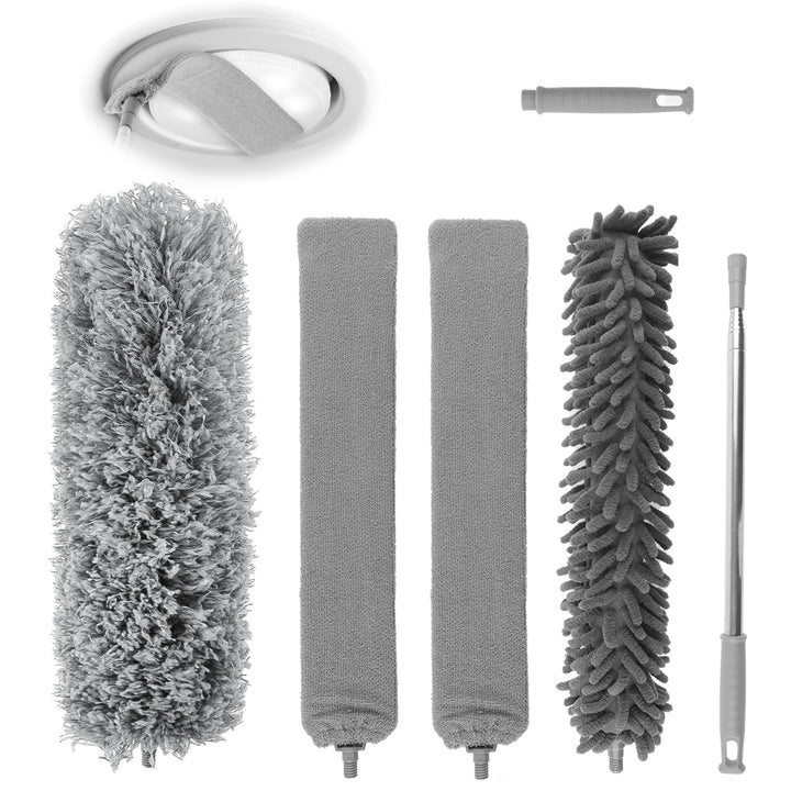Staubwedel Teleskop, 6er Set Staubwischer Lang Ausziehbar Bis 250cm, Staubbesen Mikrofaser Waschbar