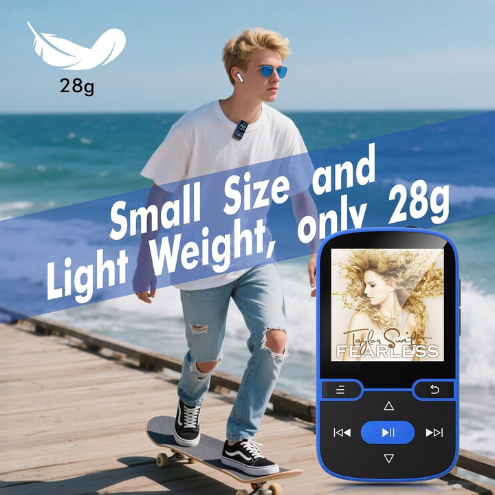 64 GB MP3 Player Bluetooth 5.3 mit Clip für Kinder Tragbarer mp3 -Player Musik-Player mit FM-Radio,