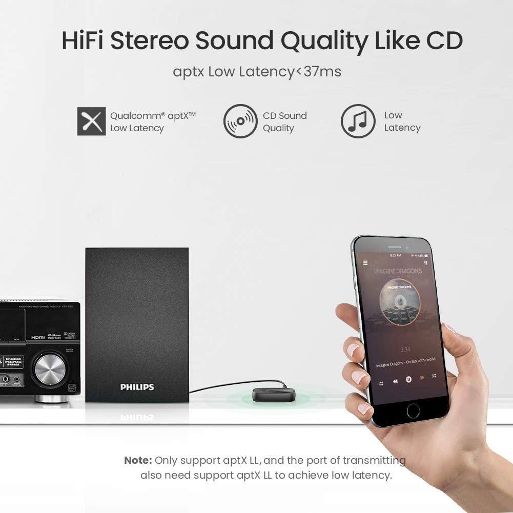 UGREEN CM279 Audio Transmitter, AUX, Bluetooth 5.0 aptX (schwarz)