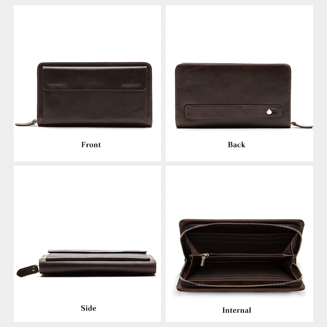 PORRASSO Herren Geldbörse Leder Clutch Tasche Kreditkartenetui Brieftasche Handytasche Portemonnaie