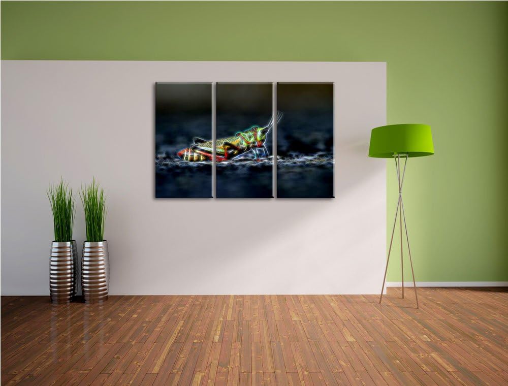 aussergewöhnliche Heuschrecke NewArt 3-Teiler Leinwandbild 120x80 Bild auf Leinwand, XXL riesige Bil