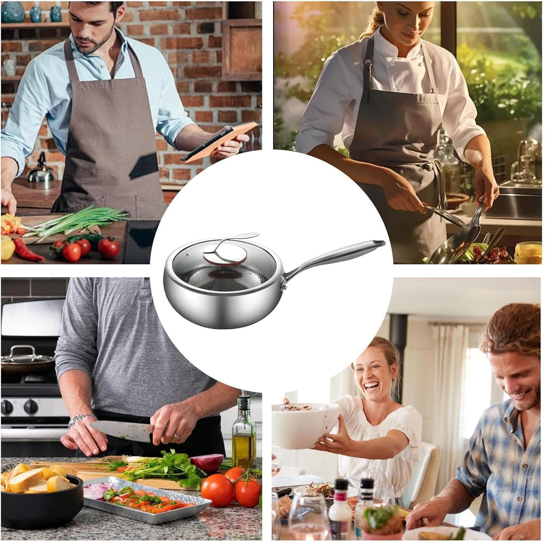 Générique Wok-Pfanne mit Deckel, Titanium-Coated Deep Frying Pan for Stir-Fry Stewing, Quick-Heating