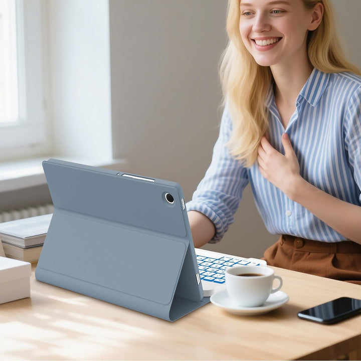 Hülle mit Tastatur für Samsung Tab A11+ & A9+ 11" (2025/2023) mit 7-Farben Beleuchtung, DE QWERTZ Bl