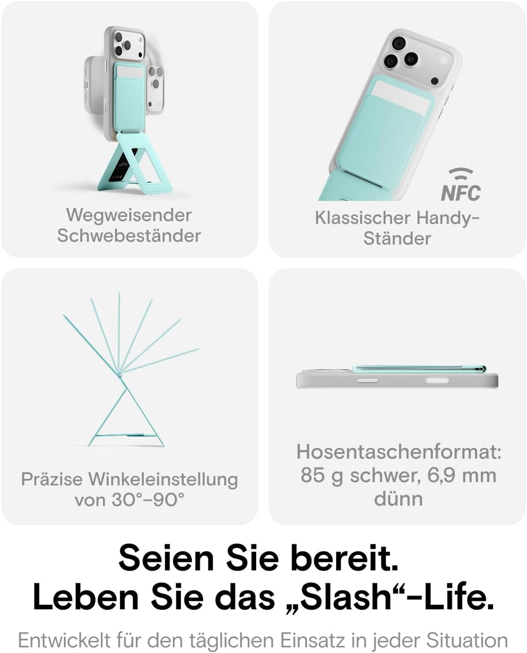 MOFT Handy Stativ für Smartphone, [Ultra Dünn & Tragbar] Faltebar MOVAS Veganes Leder Stativ für Mag