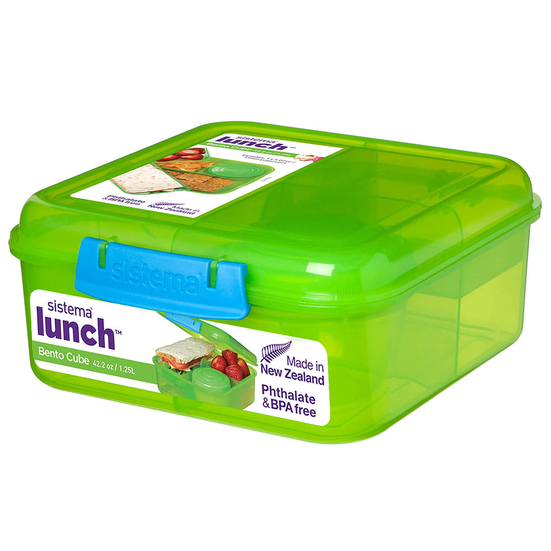 Sistema Bento Box TO GO Brotdose Kinder mit Fächern | 1,25 L Lunchbox mit auslaufsicherem Joghurt-/F