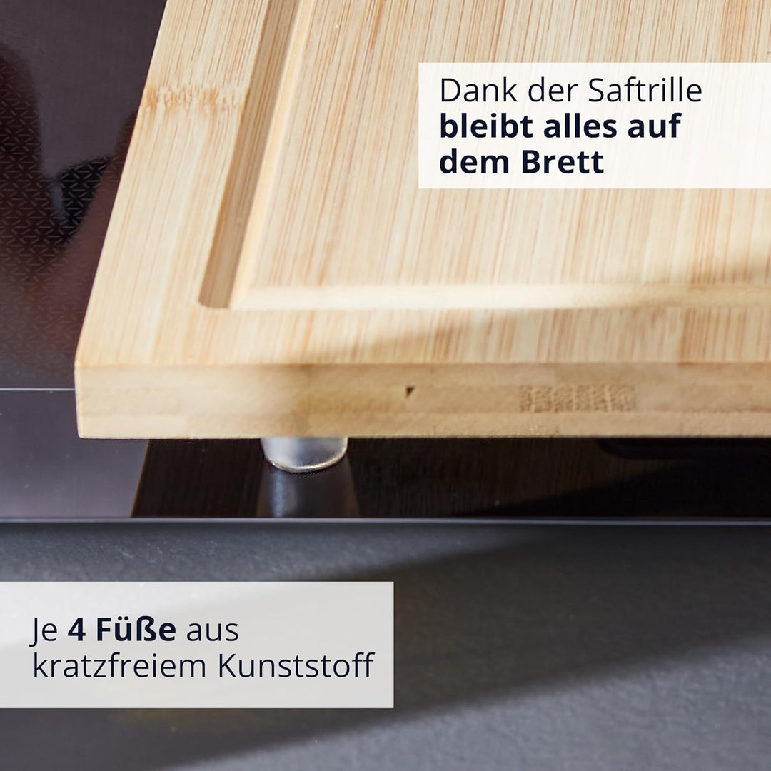 KHG Herdabdeckplatten Bambus 2er-Set je 50x28 cm Holz braun, Kochfeld-Abdeckung für alle Herdarten i