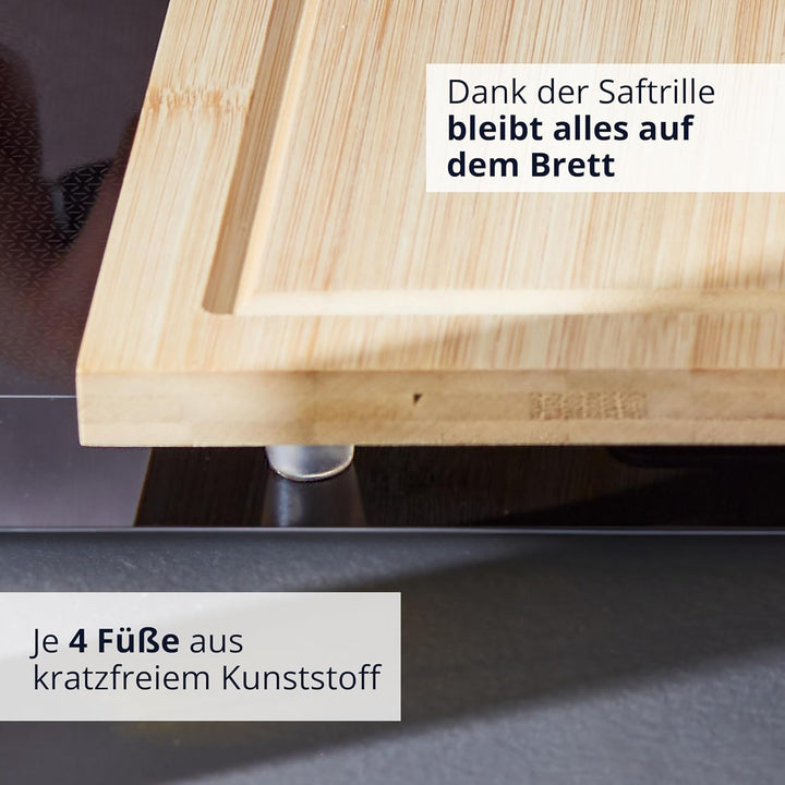 KHG Herdabdeckplatten Bambus 2er-Set je 50x28 cm Holz braun, Kochfeld-Abdeckung für alle Herdarten i
