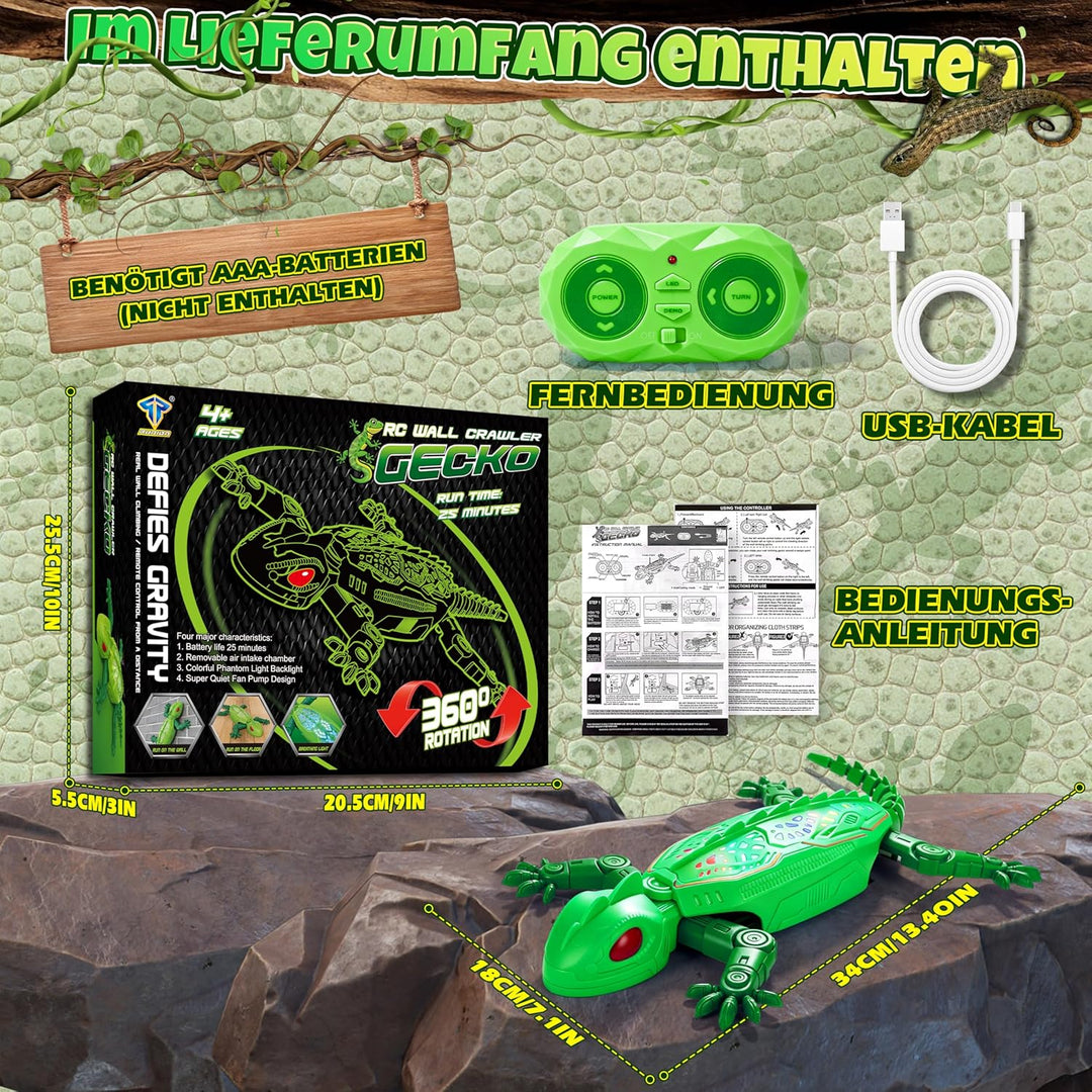 FORMIZON Gecko Wandflitzer mit 9 Beleuchtungsmodi, Ferngesteuerter Gecko an der Wand Spielzeug, Real