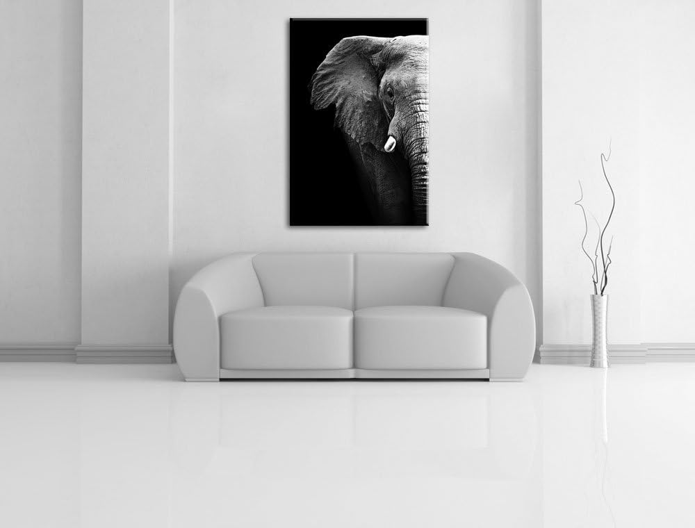 Pixxprint Elefant Porträt Format: 100x70 auf Leinwand, XXL riesige Bilder fertig gerahmt mit Keilrah