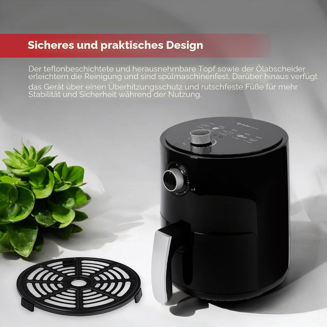 Z SwissHome PETIT - Heissluftfritteuse 2.5L 1200W - Temperatur 80-200°C - Timer 30 Min - Herausnehmb